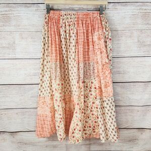 Vintage St John’s Bay Patchwork Maxi Skirt 1X Plus Plaid Boho Cottagecore Peach